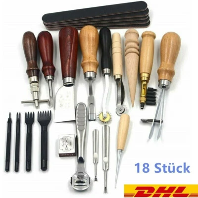 MARKENLOS 18 Stück Leder Werkzeug Stitching Craft Hand Nähen Lederbearbeitung Werkzeug Set