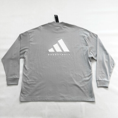 $55 NWT Men's ADIDAS One Metal-Grey Oversized Long-Sleeve Tee T-Shirt XL X-LARGE