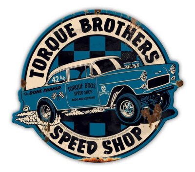 Torque Bros 1955 Chevy 210 Gasser Drag Speed Shop Retro Sign Blechschild Schild