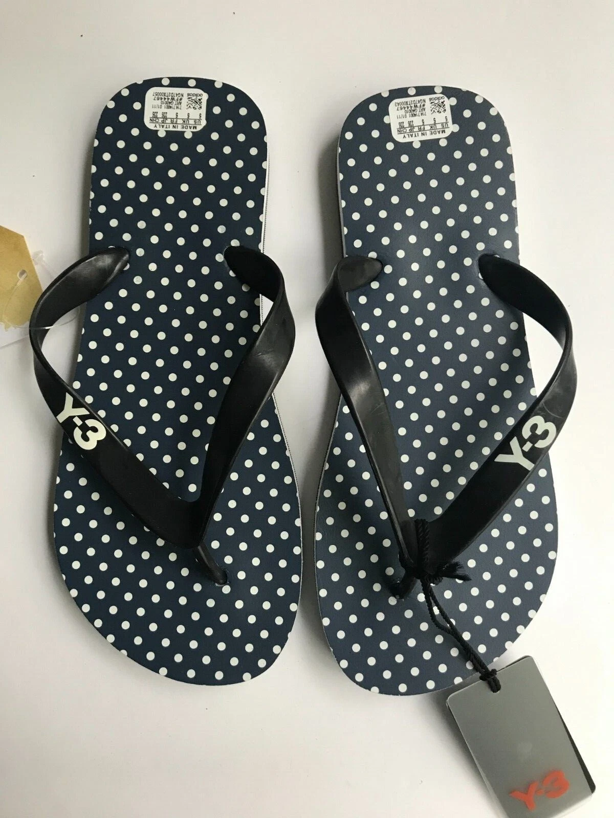 ADIDAS Sandali infradito Y 3 Yohji Yamamoto blu navy a pois taglia 5 (US) 35 (IT) nuovi con scatola!
