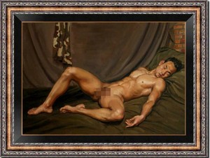 Hand-painted-Original-Oil-painting-art-Portrait-male-nude-on-Canvas-24-034-X36-034