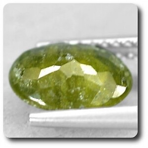 Grenat Hydrogrossulaire (katoite) 13 Carats - Cabochon Rond Vert De Tanzanie, Naturel, Nombreuses Inclusions