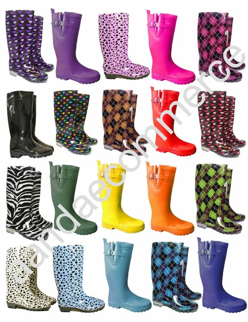 Womens Green High Long Leg Wellington 