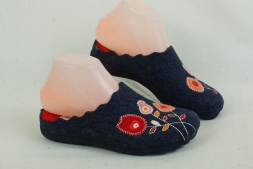 Flexus Women's Wildflower Slipper Navy Blue Wool Size 37 6.5- 7 Spring Step - Picture 1 of 8