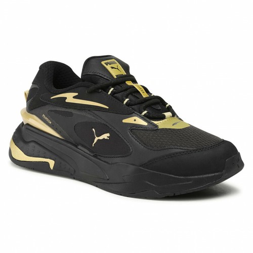 Puma RS-Fast Metal V2 ' Team Gold' Black/Team Gold Athletic Shoes (SNKR/Cozy/Casual/Low Top/Thick Sole) 380498-01 (US 10½)