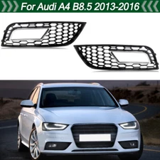 For Audi A4 B8.5 Standard Bumper 2013-2016 Chrome+Black Fog Light Grille Bezel