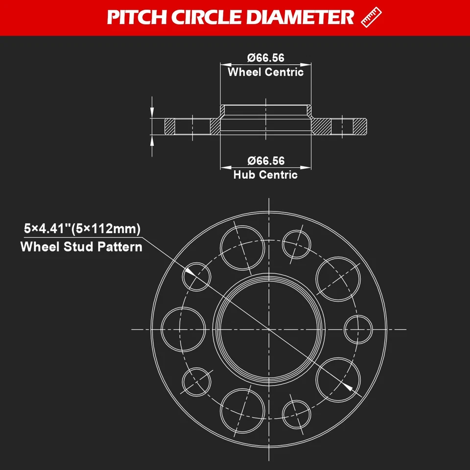 12.7 MM & 15 MM 5x112 Staggered wheel Spacers HubCentric 66.56mm For AUDI A4 A5 - Image 3 of 4