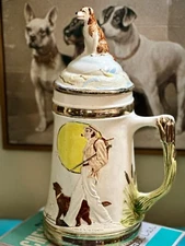 Vintage Norman Rockwell "A Week In The Country"Large Lidded Stein 14.5" Signed