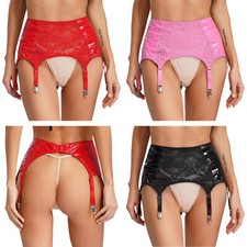 Women's Miniskirt Wet Look Suspender Ladies Garter Belt Anniversary Lingerie
