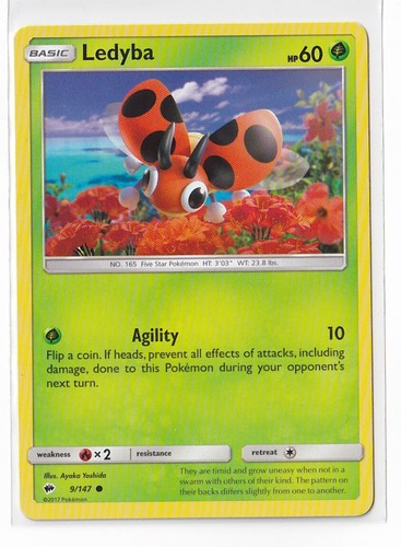 Ledyba Sun & Moon Burning Shadows 9/147 Unlimited Pokemon Card