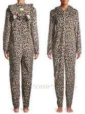 Leopard Cat Women One Piece Pajama Union Suit Animal Print Size Xs-m Costume Nwt