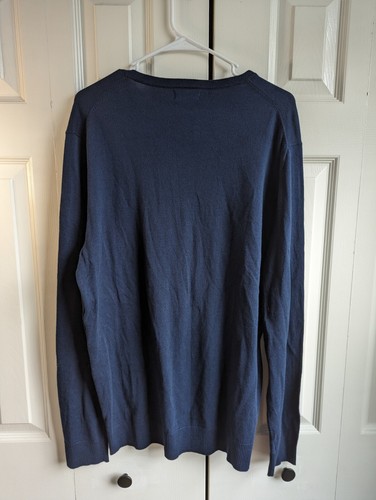ALFANI Men's V-Neck Lightweight Pullover Sweater Navy Casual Fall Size L NWT - Picture 10 of 10