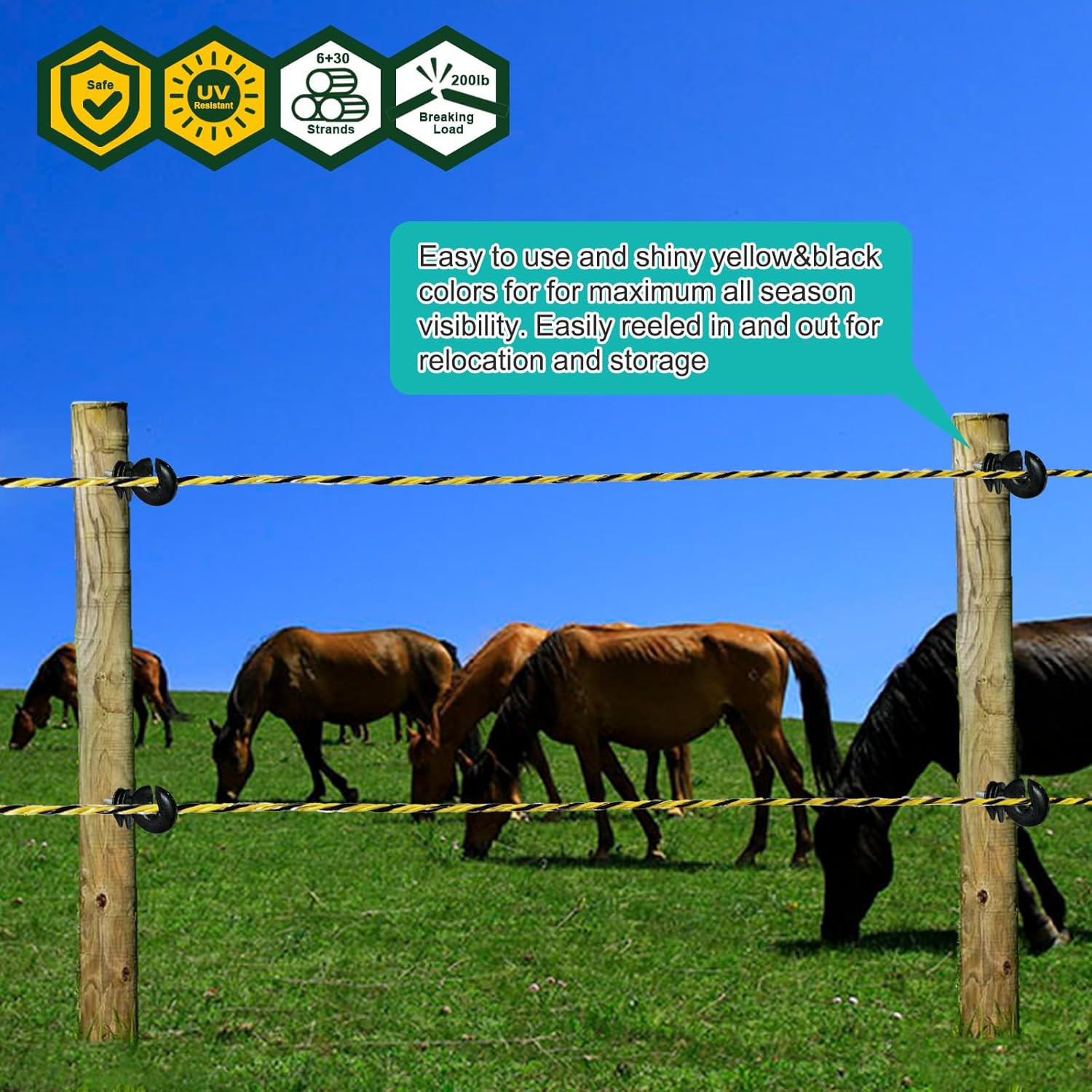 1640 Feet Portable Electric Fence Polywire 1/8" Diameter 6 Strands 500 Meters