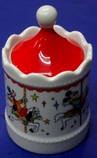 Vintage Walt Disneyworld Carousel Trinket Box w/Lid* 4.5" Tall-Ceramic-Adorable