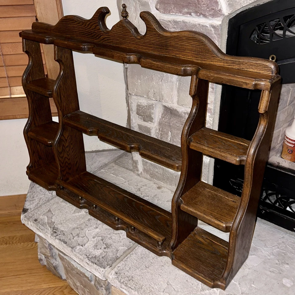 "Gabinete de curiosidades vintage 36x26x7"" roble 9 estantes pistola/bar/cocina/especias madera" Foto 2 de 4