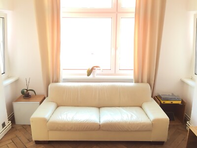 Vintage Big Sofa, good condition, white cream simili leather