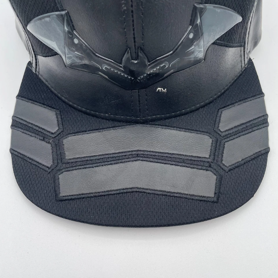 The Batman Hat Cap Black Faux Leather Emblem Logo DC Comic Strapback Movie Promo - Image 4 of 4