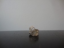 VINTAGE LARGE RETRO MOD 5 LAYER WAVE RING STERLING SILVER STAMPED 925 SZ 9.5