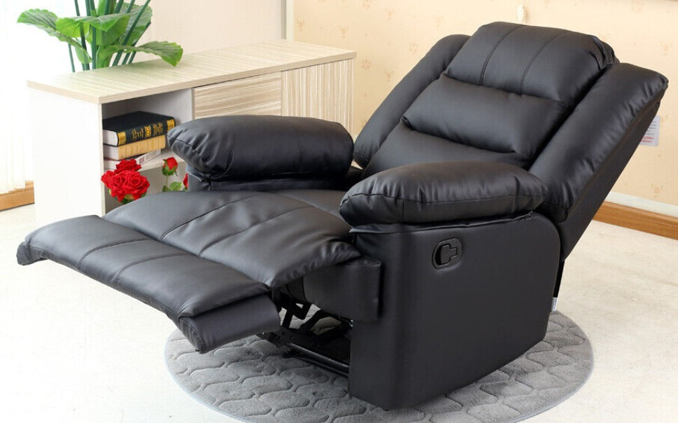 LOXLEY Bonded Leather Manual Recliner Armchair Dark Brown Furniture NEW
