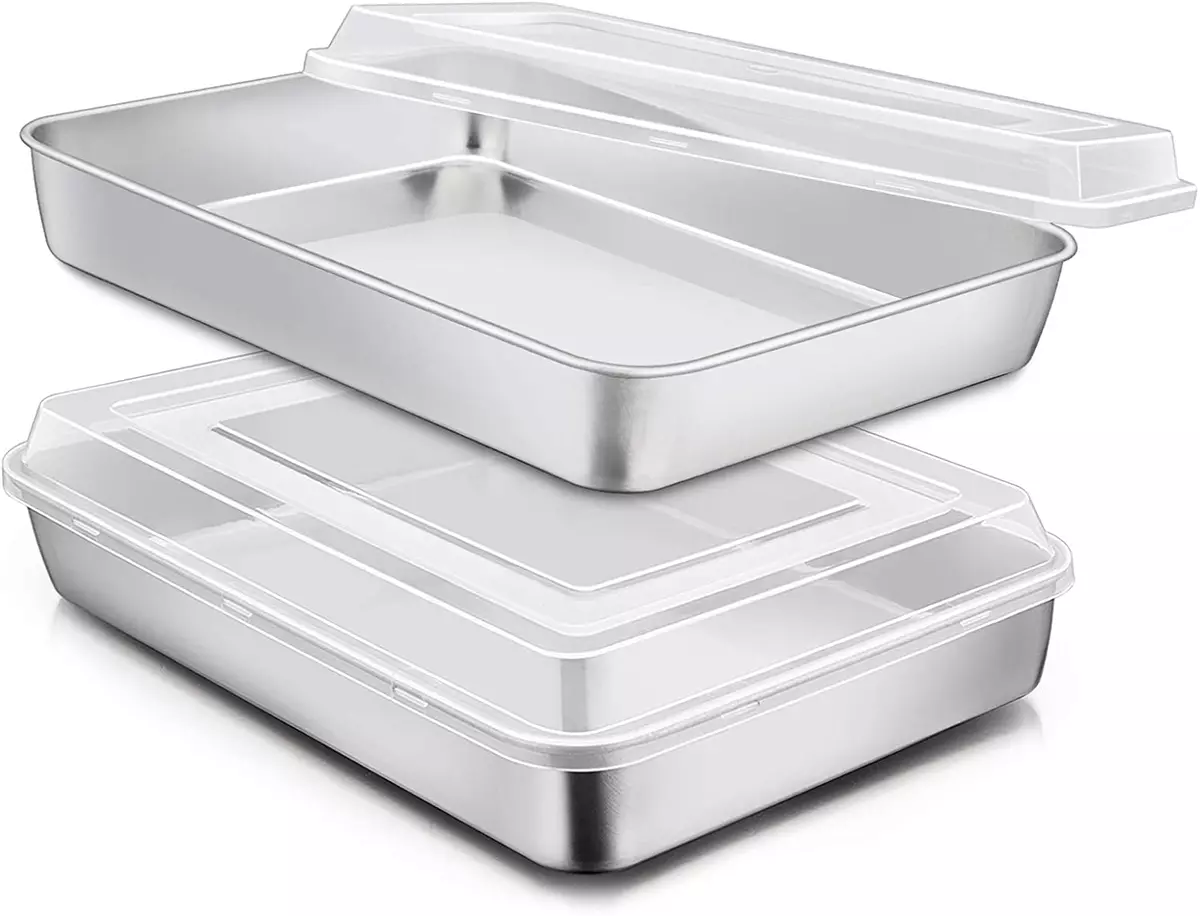 Stainless Steel Baking Pan with Lid 12? X 9� X 2 Inch Rectangle