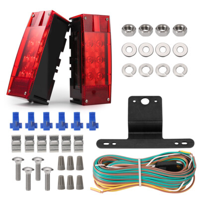 Rectangle LED Submersible Low Profile Trailer Lights Kit Stop Brake Boat Marine
