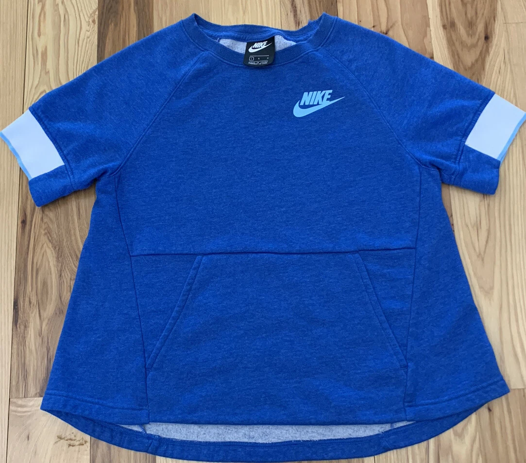 Nike Women s Black Tag Shortsleeved Cropped Sweatshirts Large Blue F4