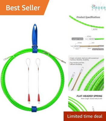 Fish Tape Wire Puller 32FT Steel Cable Fish Wire Threader Wall Conduit Tool