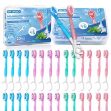40Pack Mini Disposable Toothbrushes 5-in-1 Portable Pre-Pasted Travel Toothbr...