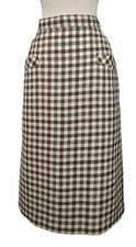 Vintage Paola Rossini Wool Skirt Women M Checkered Academia Clueless Office Sire