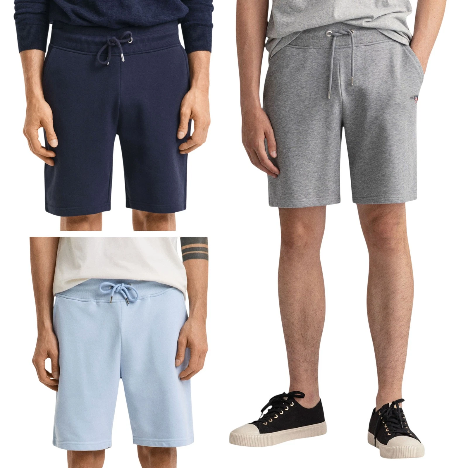 Gant Mens Sweat Shorts Shield Regular Fit Cotton Drawstring Waist Summer Sports