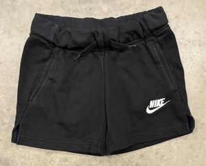 Nike Sportswear Club Girls Small Black Sweat Shorts Drawstrings Pockets