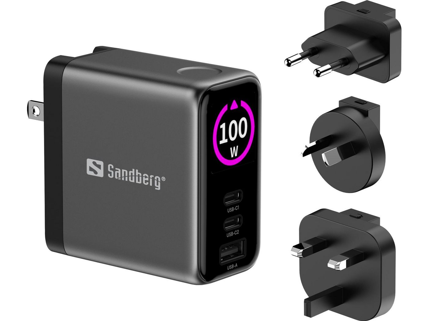 Sandberg 441-71 Travel Charger PD100W Display