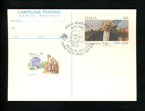 Postal History Italy H&G #_ Postal Card FDC Francesco Vigo 1986 Rome US UX111