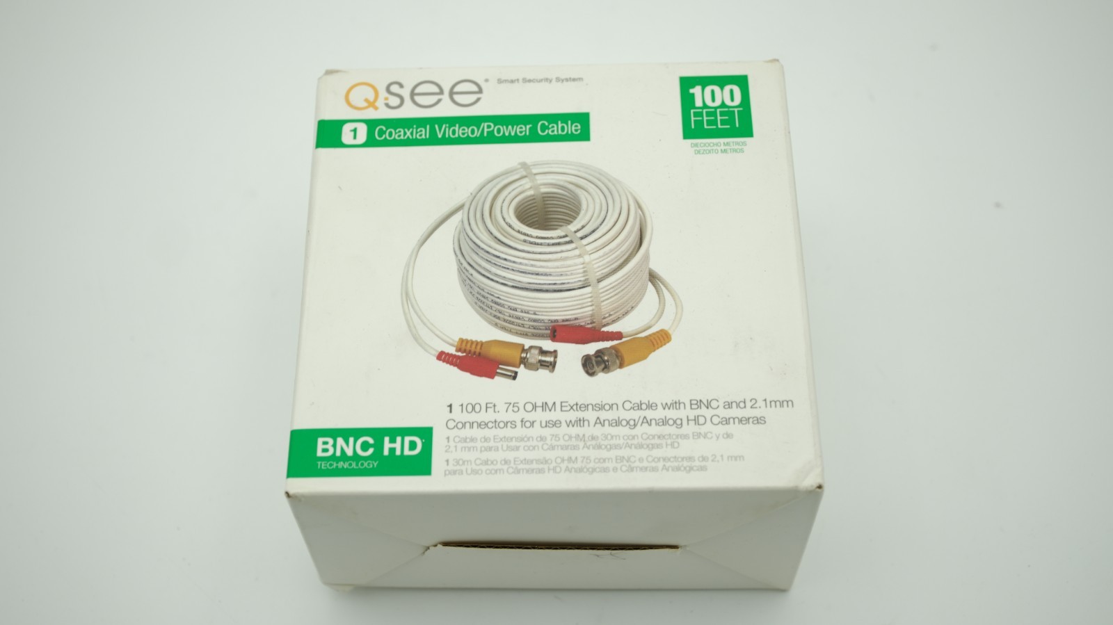 Q-See BNC Coaxial Video & Power Cable, 100 Feet Foot Extensi