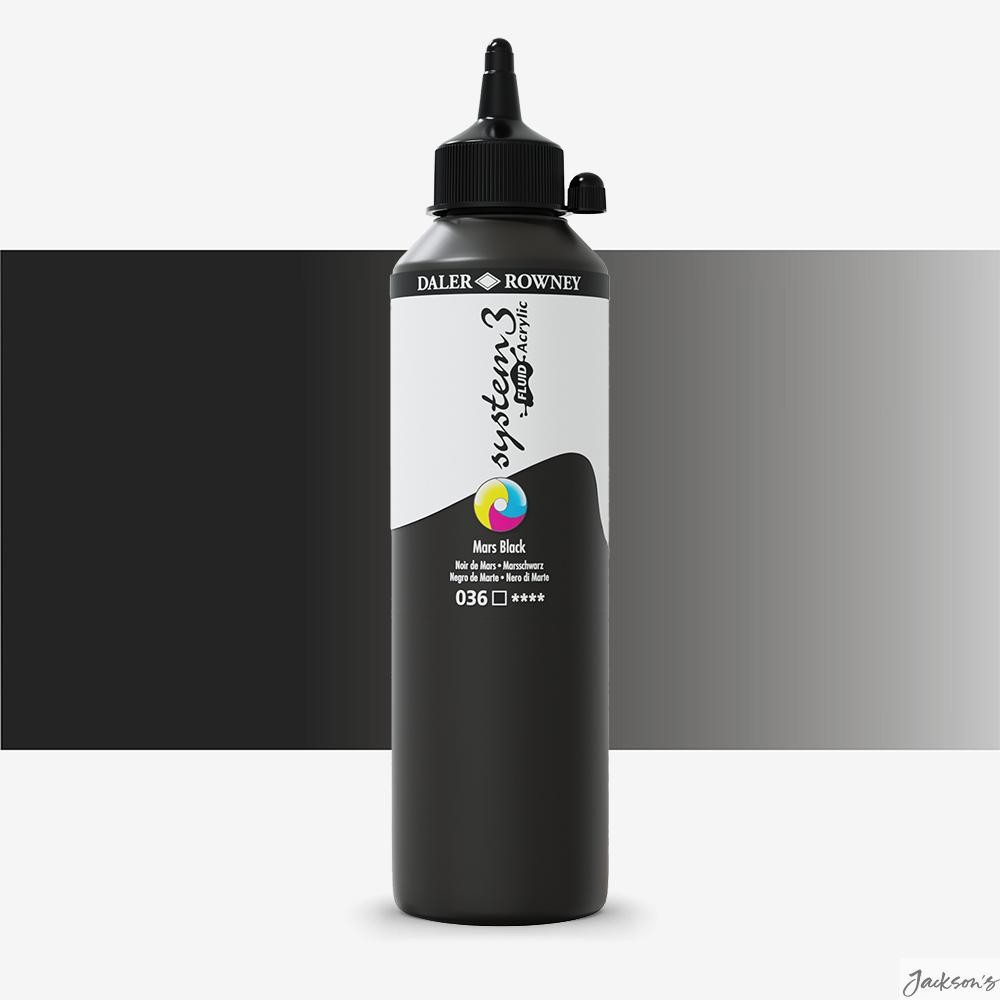 Daler-Rowney System3 Fluid Acrylic Paint 500ml Mars Black Pouring Art