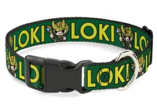 Buckle Down Dog Collar Plastic ClipKawaii LOKI  1" Large 15" - 26" WTH024
