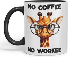 Vixar No Coffee No Workee Sarcastic Giraffe Mug, Coloured Ceramic Cup 11oz