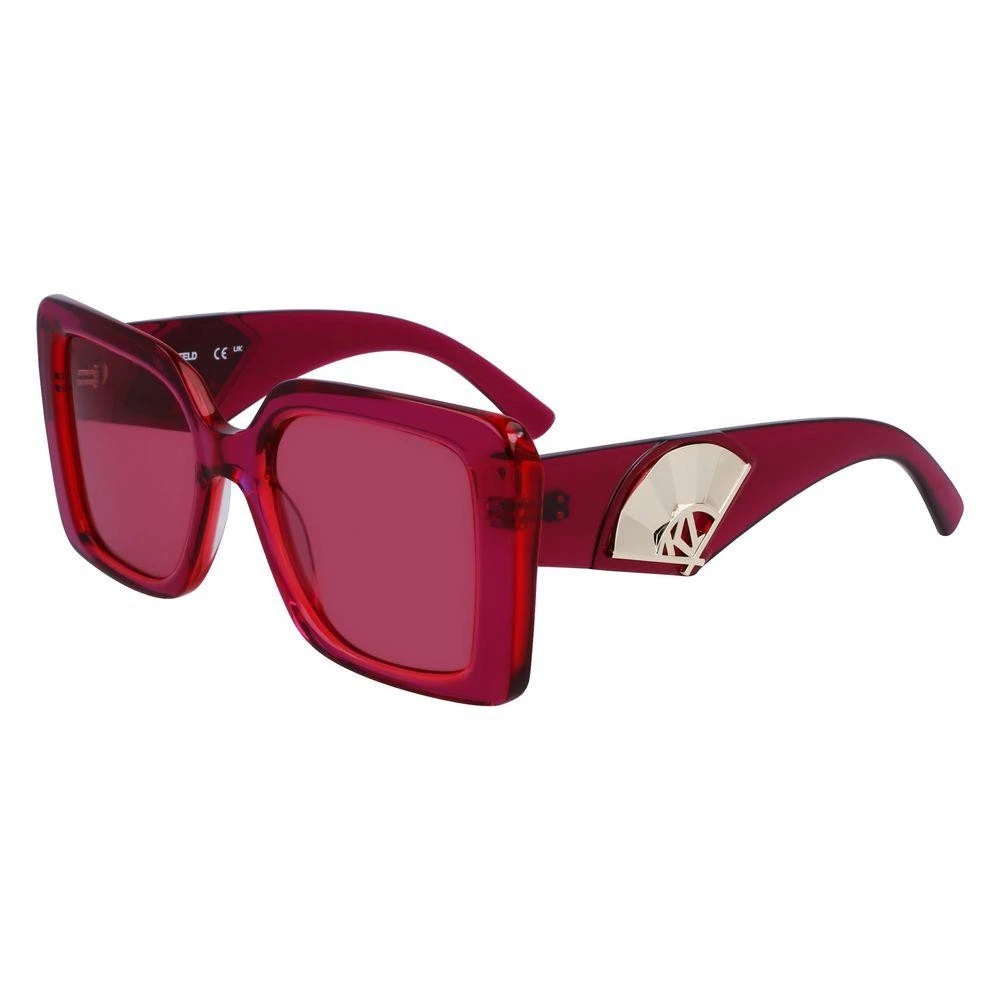 Karl Lagerfeld Red Oversized Square Sunglasses Karl Lagerfeld Oversized Square w/ Maxi Temples – Eyedictive main image 4
