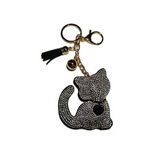 Rhinestone Cute Cat Key Ring, Bag Bling, Stocking Stuffer, Great Gift