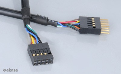10x Akasa  Interne USB Verlängerung 40cm, Pfostenbuchse an Pfostenstecker
