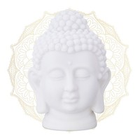 4 X Buddha Kopf Weiß, Buddha-Figur Buddha-Deko Innen, Dekofigur Buddhastatue