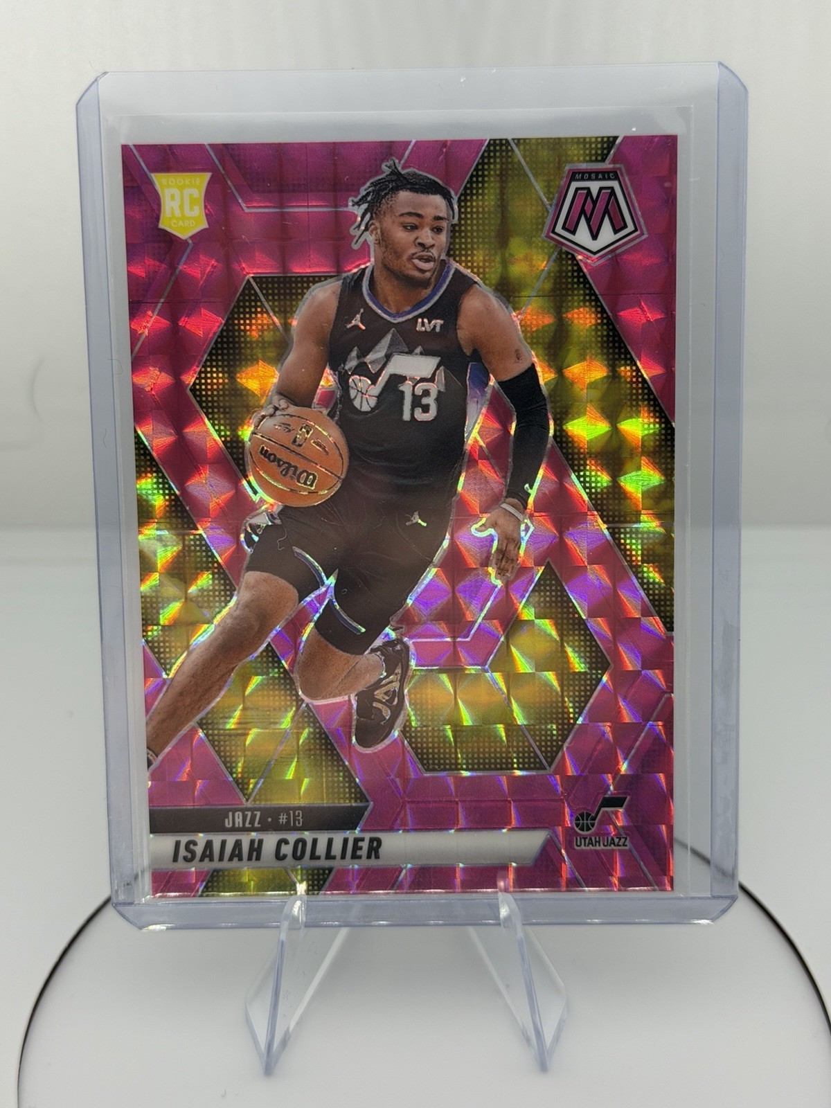 2024-25 Panini Mosaic - Rookies Isaiah Collier #222 Pink Mosaic Prizm /175 (RC)