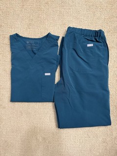 Figs Men's Scrubs Set Leon Top Pisco Pant Medium Caribbean Blue Used