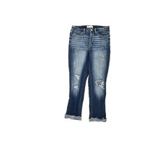 BKE Parker Universal Fit High Rise Raw Hem Distressed Women's size 28 Blue Jeans