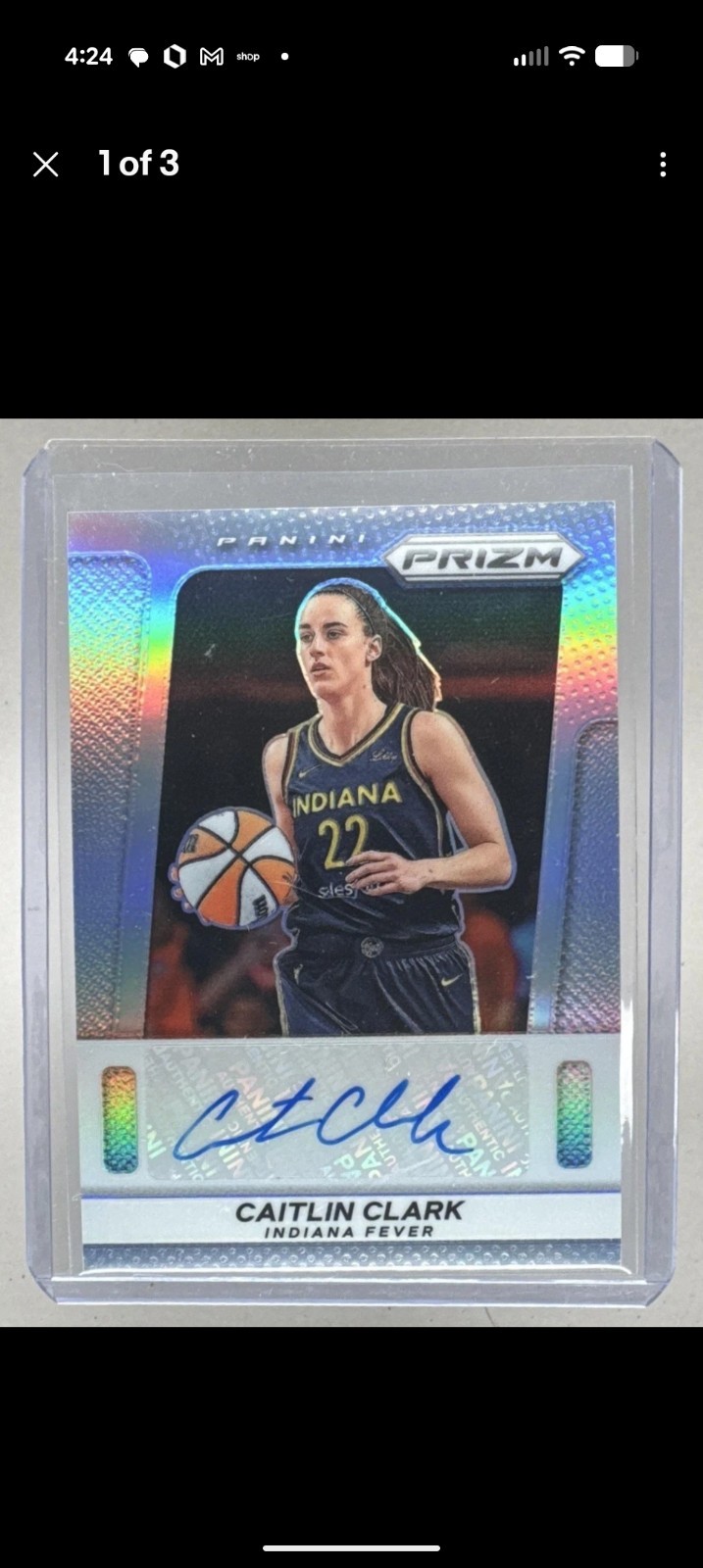 Caitlin Clark 2025 Panini WNBA Prizm #TB-CC Throwback Signatures Auto Redemption view 2