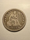 1854 Quarter Twerty Five Cents 90% Silver Arrow Very Legible Liberty Seated