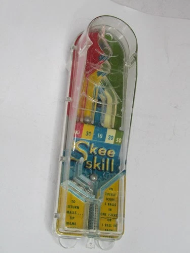 Vintage 1960's MARX Handheld Skee Skill Pinball Game Works Lith Tin Base