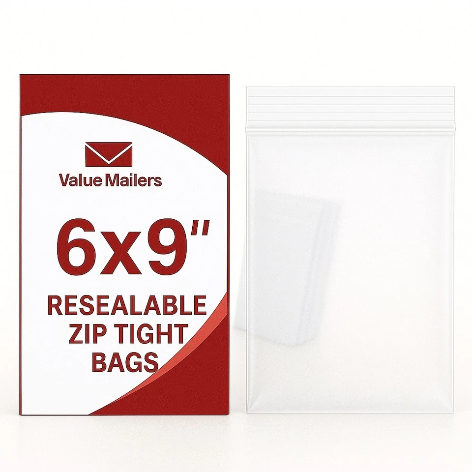 1000 6x9 Clear Plastic Zipper Poly Locking Reclosable Bags 2 MiL