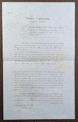 1871 Thomas Burton's Charity, Loughborough Leics, Charity Commission Land Sale