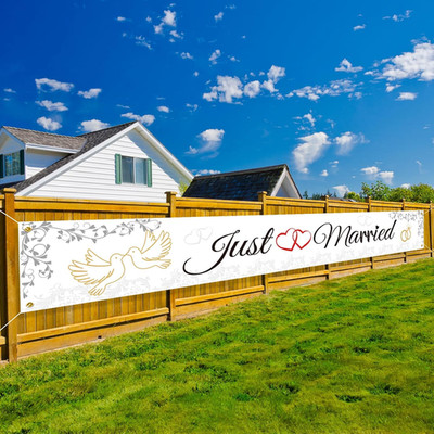 Just Married Banner Hochzeit Partysbanner 300x50cm Hochzeitsbanner Extra Lange H